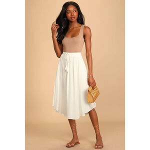 Lulus Regatta Ivory Tassel Midi Skirt White - Size M